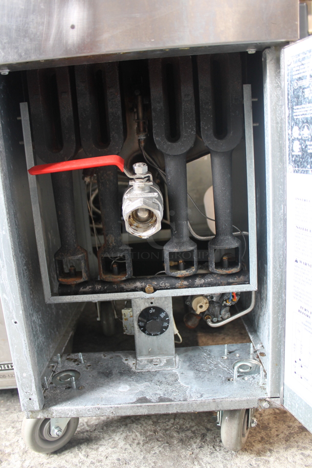 Standard Range SR-F4-LP Stainless Steel Commercial Floor Style Propane Gas Powered Deep Fat Fryer w/ 2 Metal Fry Baskets on Commercial Casters. 120,000 BTU. - Image 8 of 10