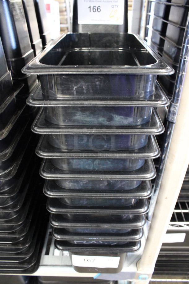 ALL ONE MONEY! Lot of 12 Cambro Black Poly 1/3 Size Drop In Bins. 1/3x6