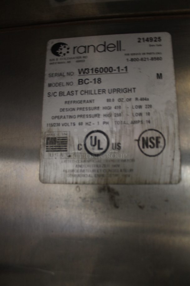2015 Randell BC-18 Commercial Stainless Steel Electric Single Door Blast Chiller With Pan Racks 120-208 Volt 1 Phase. 2015 Randell BC-18 Commercial Stainless Steel Electric Single Door Blast Chiller With Pan Racks.  - Image 6 of 6