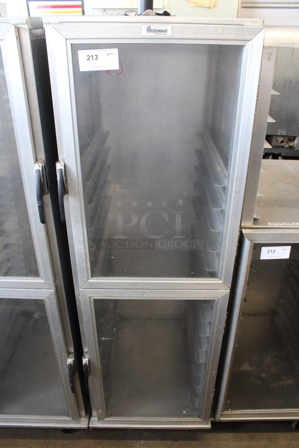 Lockwood Metal Commercial Enclosed Pan Transport Rack w/ 2 Half Size View Through Doors on Commercial Casters. 22x29x71

