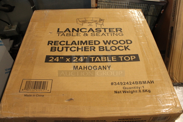 10 BRAND NEW SCRATCH AND DENT! Lancaster Table & Seating 3492424BBMAH Mahogany Reclaimed Wood Butcher Block Tabletops. 10 Times Your Bid! - Image 3 of 5