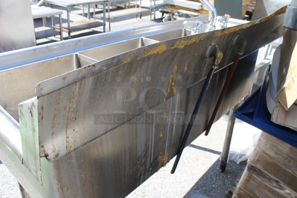 Advance Tabco Stainless Steel Commercial 3 Bay Sink w/ Left Side Drain Board, Faucet and Handles. Bays 16x20. Drain Board 16x22 - Image 4 of 4