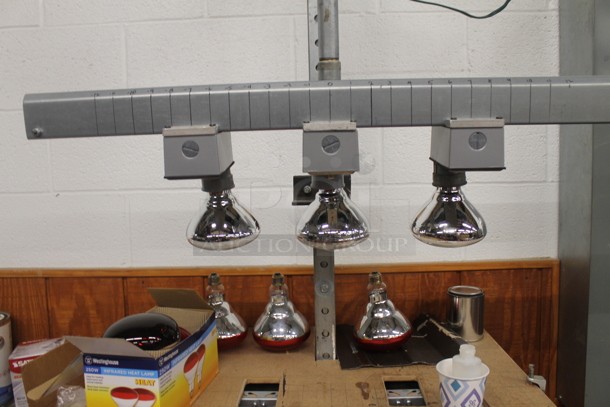 Wood Pattern Table w/ Metal Light Fixture. BUYER MUST REMOVE. - Image 4 of 6