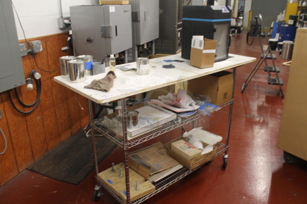 Cart w/ 2 Wire Under Shelves w/ Contents on Commercial Casters. - Image 2 of 5