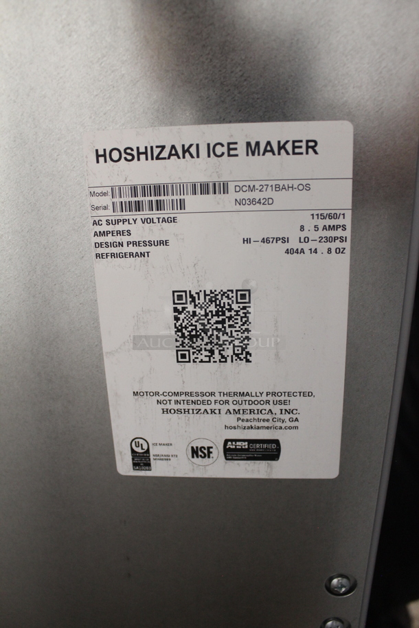 BRAND NEW SCRATCH AND DENT! 2023 Hoshizaki DCM-271BAH-OS Stainless Steel Commercial Countertop Opti-Serve Ice Maker and Water Dispenser. 10 lb. Storage. 115 Volts, 1 Phase. - Image 5 of 5