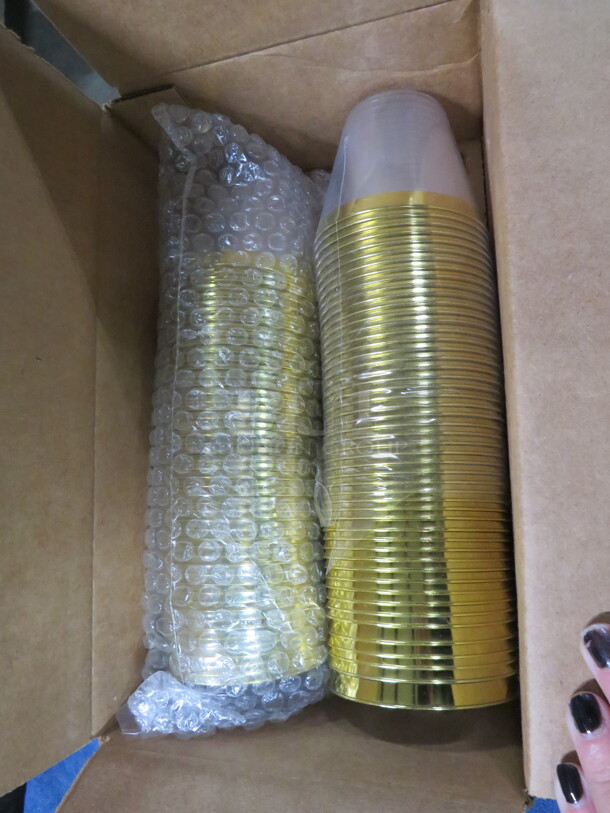 One Lot Of 9oz Gold Rimmed Poly Cups. - Image 2 of 2