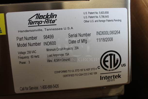 BRAND NEW IN BOX! Aladdin Temp-Rite IND600 Stainless Steel Commercial Countertop Heat on Demand Ultra Warmer. 208 Volts, 3 Phase. Goes GREAT w/ Lot 195!  - Image 6 of 6