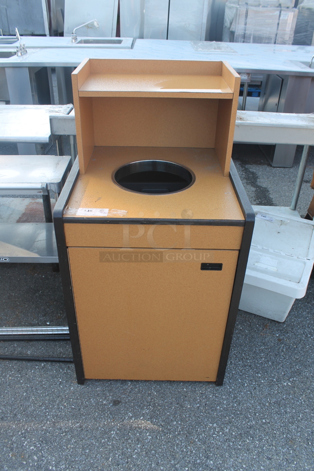 Brown Trash Can Shell w/ Trash Deposit Hole, Tray Return, Trash Can and Door.