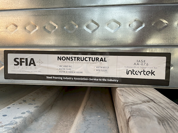 ClarkDietrich ProSTUD 25 3-5/8 in. x 8 ft. Galvanized Steel DRYWALL STUD 25-Gauge EQ, G40, 50KSI. Model: 362PDS125-15. 180x Your Bid	3-5/8x1-1/4x96 - Image 2 of 9