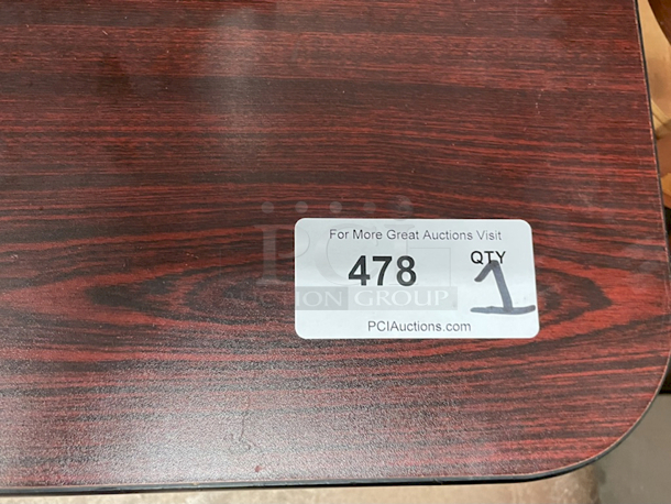 Lancaster Table & Seating 6 Seater Reversible Cherry / Black Laminated Bar Height Table Top and Base Kit. Base Style May Differ Slightly.  - Image 4 of 4