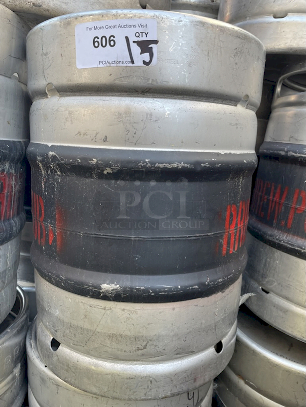 ?50 Liter Sanke Kegs, Stainless Steel? 50 Liter = 13.2 gallons = 105 pints = 140 12oz bottles. 15x Your Bid - Image 1 of 1
