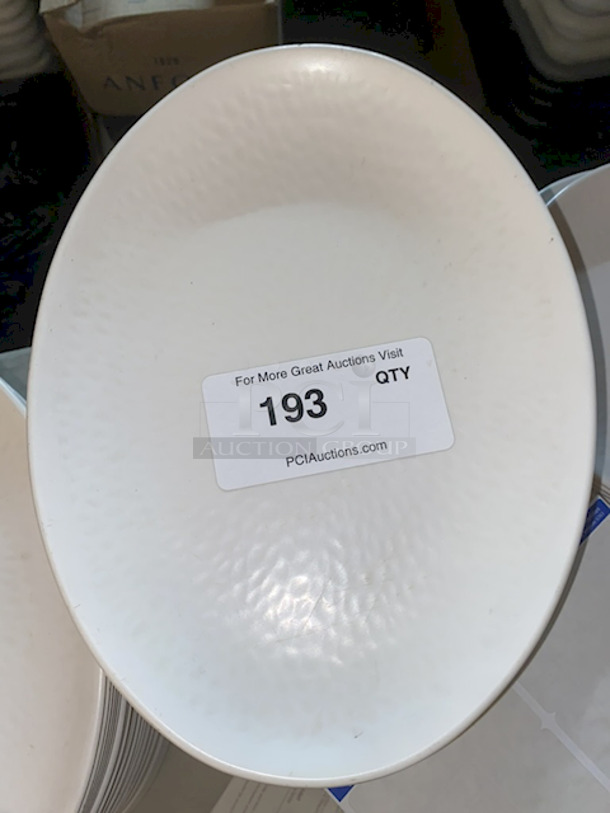 World Bell Melamine 12” Textured Melamine Plates, Oval, White. 46x Your Bid - Image 1 of 3