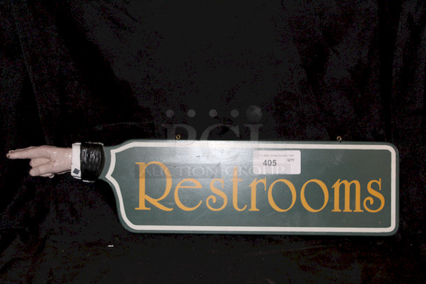 BEAUTIFUL! Carved Wood Restroom Signs With Hand Pointing. (1) Points To The Left; (1) Points To The Right. Both Come With Eyebolts for Ease In Hanging.
33x8
2x Your Bid - Image 2 of 2