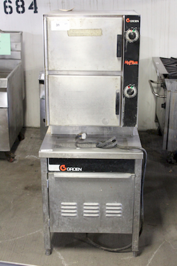 Groen HY-6SM (6) Pan Convection Steamer - Cabinet, Direct Steam, In working Order When Removed. 120 V/60 Hz/1 ph, 36-1/8x34-3/16x57-3/16