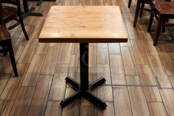  HIGH QUALITY! Solid Wood Tables With Steel Cross Style Base.   24x24x30