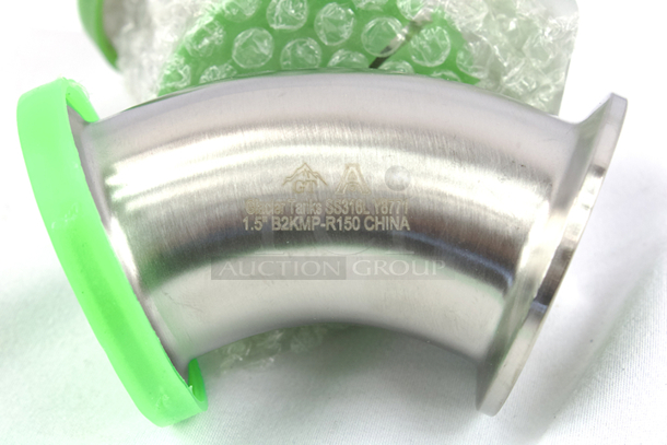 NEW-NEVER USED Glacier Tanks 1-1/2” Tri Clamp  45 Degree Elbows. 2x Your Bid  - Image 4 of 4