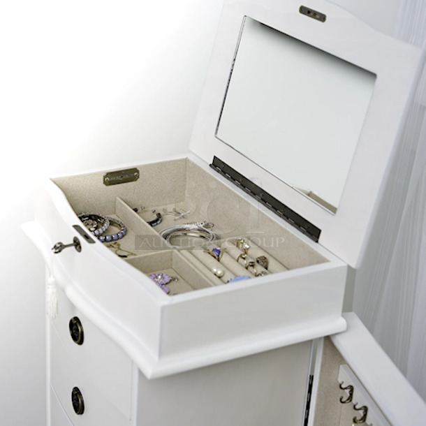 Hives and Honey Nora Standing Jewelry Armoire Jewelry Chest- White
 - Image 6 of 6