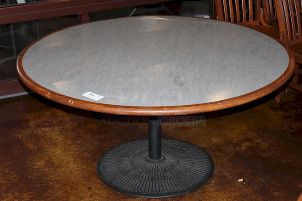 FAMILY SIZE! Large Round Wood Table Top With Heavy Duty Weighted Round Table Base. 
60x30 - Image 1 of 1