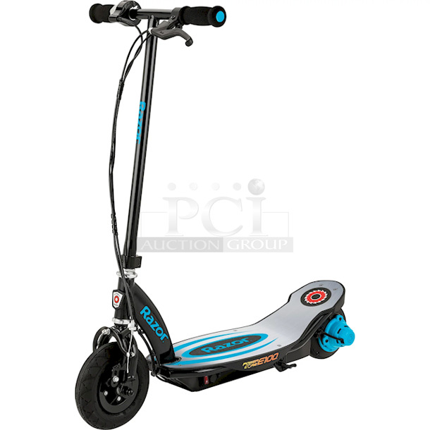 SWEET! Razor Power Core E100 Electric Scooter with Aluminum Deck - Blue, for Ages 8+ and up to 120 lbs, 8" Pneumatic Front Tire, Up to 11 mph & up to 60 mins of Ride Time, 100W Hub Motor - Image 1 of 2