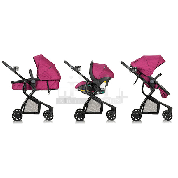 Urbini Omni Plus Special Edition Travel System Stroller, Raspberry Pink.
26.38 x 34.84 x 44.09 Inches - Image 5 of 12