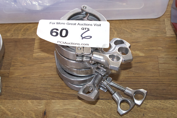 NEW-NEVER USED Glacier Tanks 2” Sanitary Clamps, Single Hinge, SS316 Stainless Steel 6x Your Bid