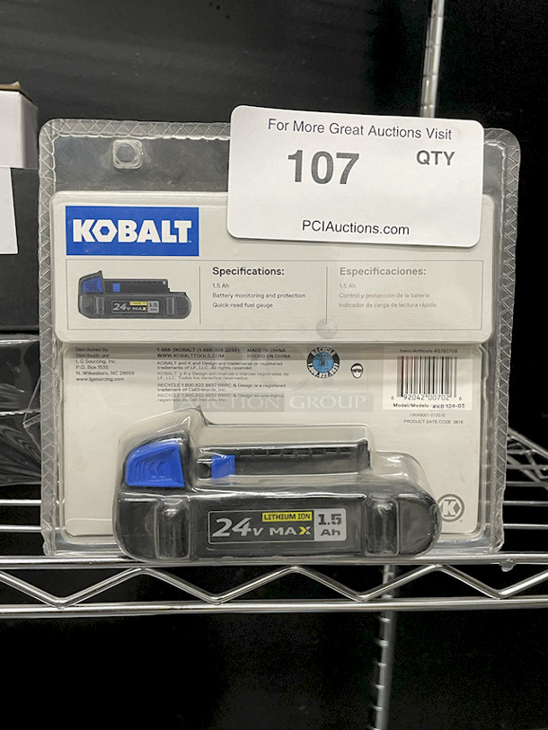 Kobalt 24 Volt Max 1.5 Amp-Hour; Lithium Power Tool Battery