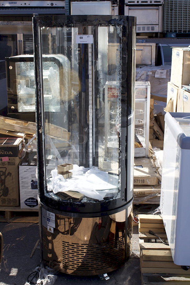 BRAND NEW SCRATCH & DENT! Avantco BCR-15-HC Copper Circular Glass Refrigerated Display Case. 115v Unit Tested. Turns On. Works Great!! SN: 1318004100066 Damage To The External Glass. 
 - Image 2 of 4