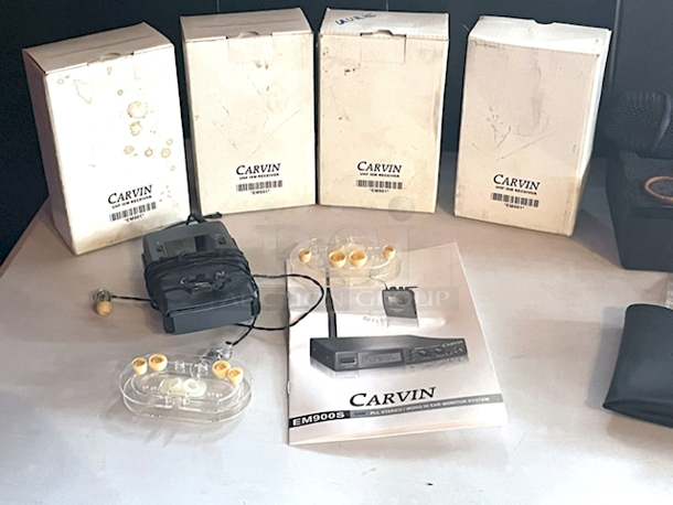 VALUE PACK! Carvin EM900 Wireless In-Ear Monitor System 518-542MHz. Includes: EM900 Base Transmitter With Antenna, (4) EM901 Body Pack Receivers & EM902 High Definition Ear Buds - Image 4 of 5