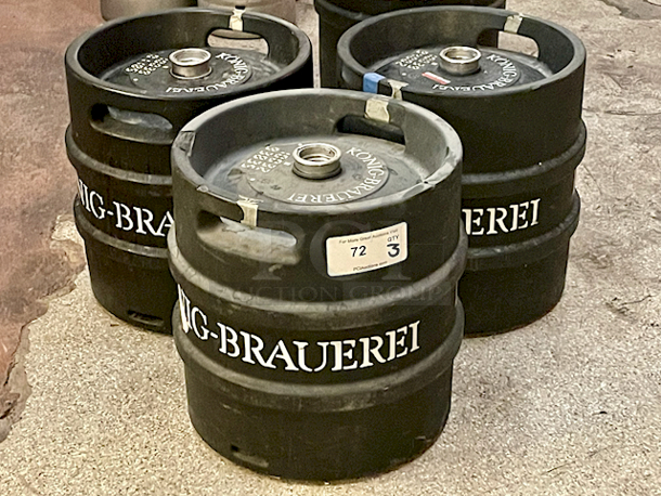 Set of (3) ¼ Barrel (7.75 Gal/30L) Polyurethane Coated Stacking Stainless Steel Type D Sanke Kegs - 3x Your Bid - Image 2 of 4