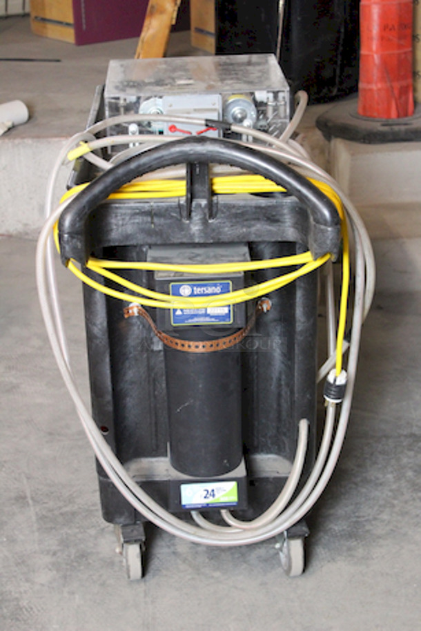 BEAUTIFUL! Mobile Sanitization Station. Features a LOTUS PRO Stabilized Aqueous Ozone (SAO3) High Capacity, chemical-free, sanitizing and cleaning Module Attached to a Rubbermaid Industrail Work Cart. This system transforms ordinary tap water into Stabilized Aqueous Ozone (SAO3) which is a powerful and natural surface sanitizer (99.999%), surface cleaner, stain remover, and deodorizer. - Image 2 of 6
