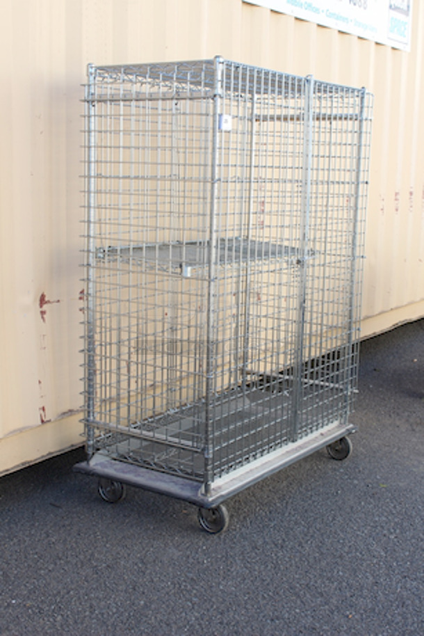 SECURE! Mobile Stainless Steel Wire Security Cage On Commercial Casters. 25x46x65-1/2 - Image 4 of 5