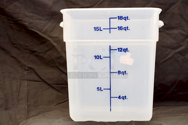 NEW! Cambro CamSquares® 18 Qt. Translucent Square Polypropylene Square Food Storage Containers. 3x Your Bid