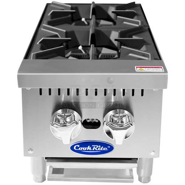 NEW/NEVER USED! Atosa CookRite ACHP-2-NG 12" Natural Gas 2 Burner Manual Control Hot Plate W/ Regulator - 64,000 BTU - Image 2 of 9