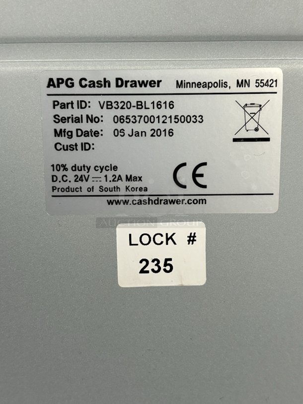 NICE! AGP Cash Drawer Vasario™ Series Cash Drawer -  VB320-1-BL1616 - 16"x16" - Image 3 of 6