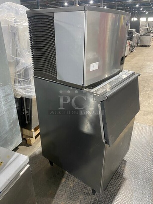 Manitowoc Commercial Ice Making Machine! On Commercial Ice Bin! All Stainless Steel! Model IY0454A161X Serial 1120159369! 115V 1Phase! On Legs! - Image 2 of 10
