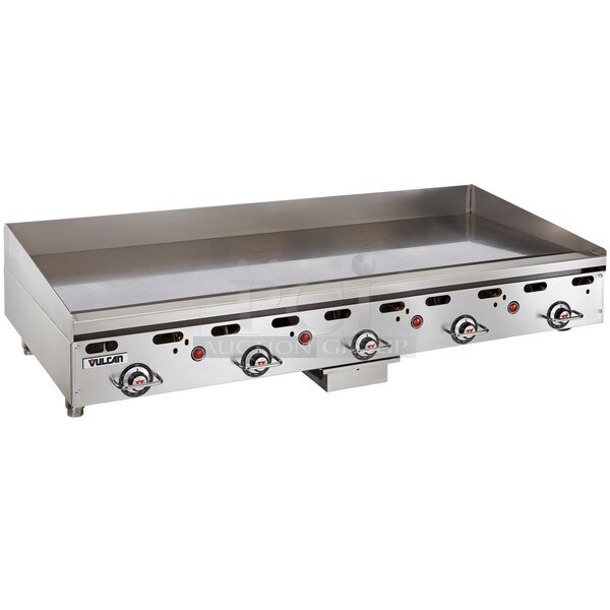 BRAND NEW SCRATCH & DENT! Vulcan MSA60-30 60" Countertop Natural Gas Deep Griddle with Snap-Action Thermostatic Controls - 135,000 BTU SERIAL# 650242061. Unit has all legs and pans. Back is dented.  - Image 1 of 6