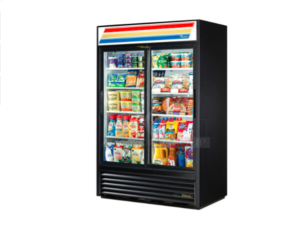 Late Model True GDM-45 52 Black Refrigerated Sliding Glass Door Merchandiser 115 Volt Tested and Working! - Image 1 of 7