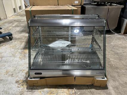 Marchia MHC161 34" Heated Stainless Steel Countertop Display Case with Front Slanted Glass
