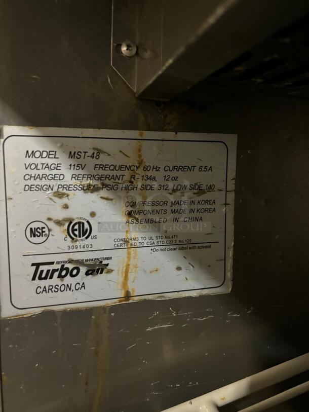 Turbo Air MST-48-N M3 Series 48" 2 Door Stainless Steel Refrigerated Sandwich Prep Table - Image 5 of 7