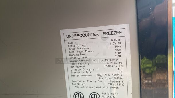 Dukers - DUC29F, Commercial 29" Undercounter Freezer 7cu.ft. NSF - Image 7 of 7