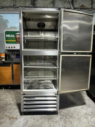 Beverage-Air RI18-HS-20 Reach-In Refrigerator Stainless Top & Bottom Half Doors
