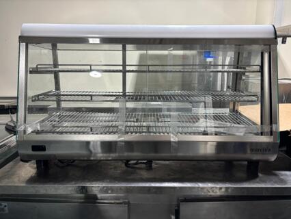 Marchia SHCC186 48" Stainless Steel Heated Countertop Display, Front, Rear Doors