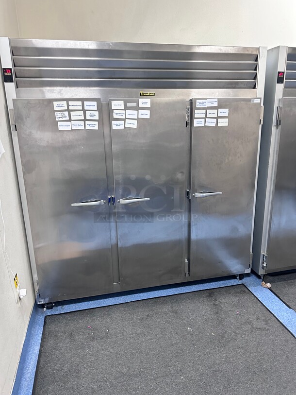 Late Model! Traulsen G31010 77 inch G Series Solid Door Reach-In Freezer with Left / Right / Right Hinged Doors 115 Volt Tested and Working! - Image 1 of 10