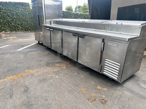 Late Model Beverage-Air DP119 119 inch 4 Door Refrigerated Pizza Prep Table 115 Volt Working - Image 6 of 7