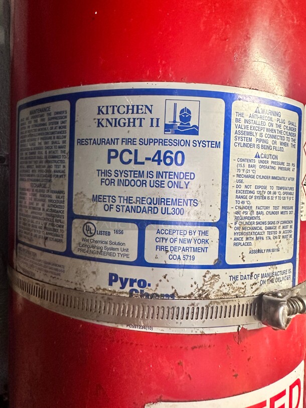 Pyro Chem PCL 460 Tank with Valve buyer must remove - Image 6 of 6