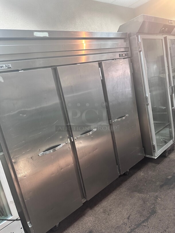 Certified Working Beverage Air PR74-1AS 78 inch Three Section Reach In Refrigerator, (3) Left/Right Hinge Solid Doors, 115v NSF - Image 1 of 6