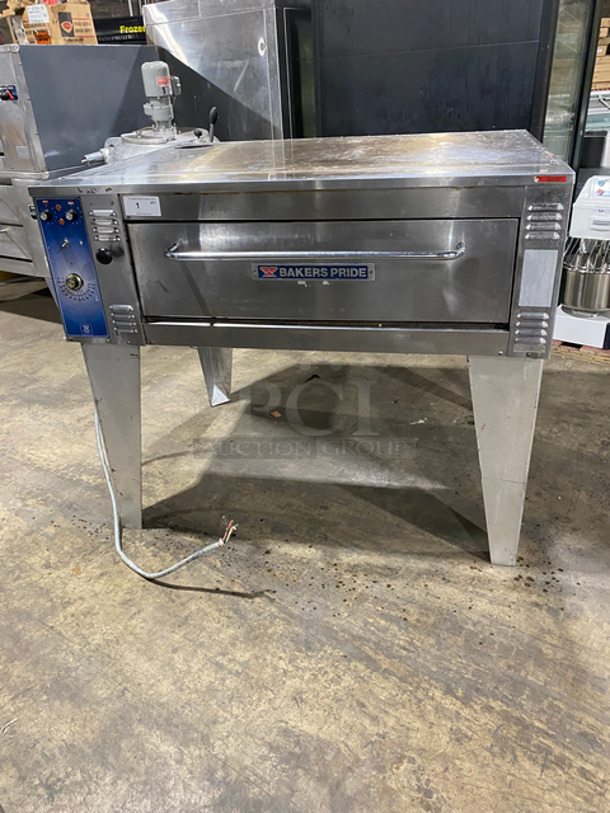 NICE! Bakers Pride Commercial Electric Powered Single Deck Pizza Oven! All Stainless Steel! 208V 3Phase! On Legs!