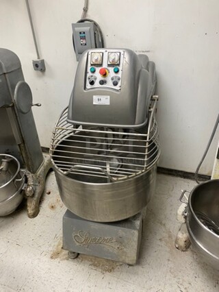 Sweet! Univex Spiral Mixer! With Spiral Hook Attachment! With Mixing Bowl And Bowl Guard! WORKING WHEN REMOVED! Model: M80 SN: M009323 220V 60H 3 Phase