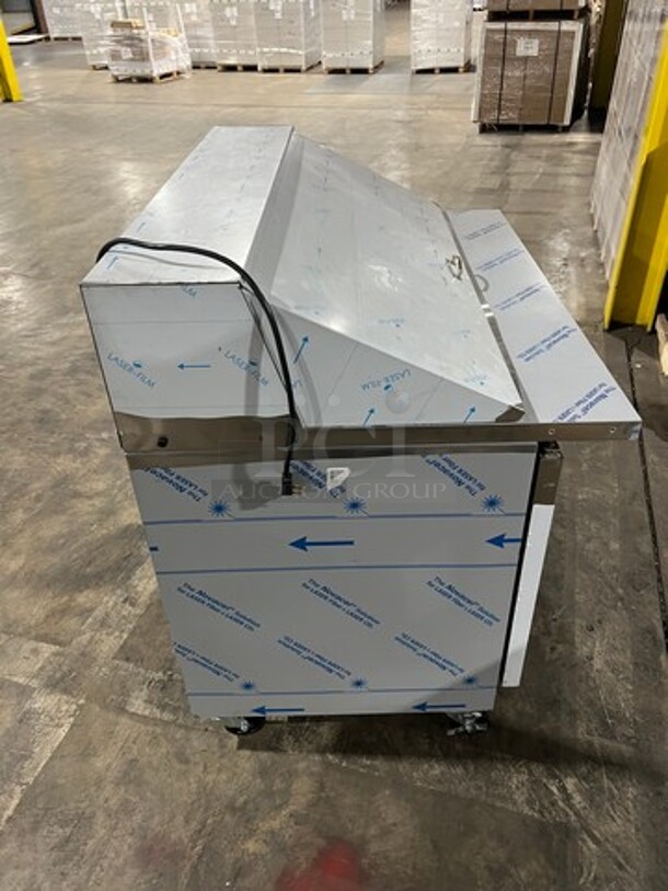 NICE! SCRATCH-N-DENT! LATE MODEL! Asber Commercial Refrigerated Mega Top Sandwich Prep Table! With 2 Door Storage Space Underneath! All Stainless Steel! On Casters! - Image 2 of 12