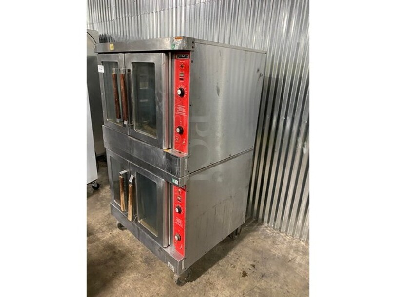 Vulcan Commercial Natural Gas Powered Double Stack Convection Ovens! With View Through Doors! All Stainless Steel! Model VC6GD38 Serial 481509660! On Casters! 2 X your Bid Makes One Unit!  - Image 2 of 12